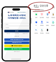 디지털인증 서비스 전송: 모바일 기기를 통한 본인 인증 및 안내 서비스 발송 화면